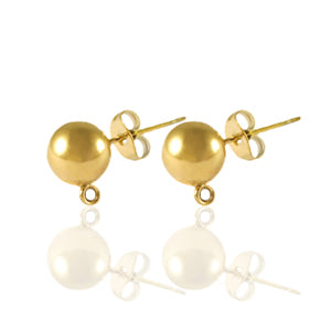 RVS oorbellen stekers met oog 5mm Goud