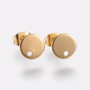 RVS oorstekers met oogje 8mm Goud