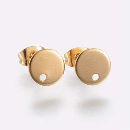 RVS oorstekers met oogje 8mm Goud