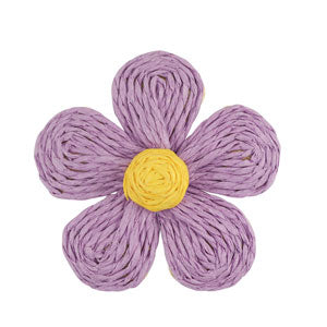 Raffia hanger bloem 55mm Purple-yellow