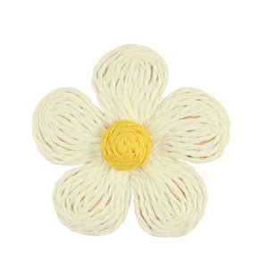 Raffia hanger bloem 55mm White-yellow