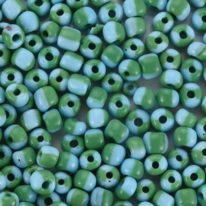 Rocailles gestreept Blauw-Groen 4mm