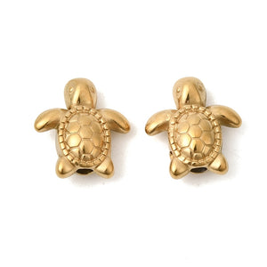 Roestvrij stalen (RVS) Stainless steel kralen schildpad Goud