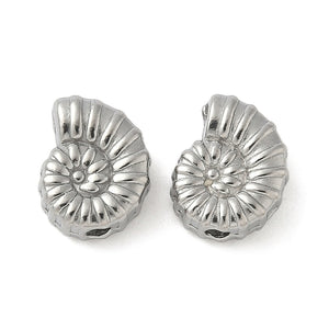 Roestvrij stalen (RVS) Stainless steel kralen spiraal schelp Zilver