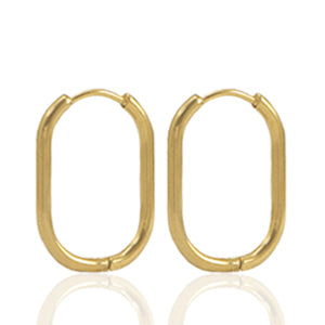 Roestvrij stalen (RVS) Stainless steel oorbellen creolen ovaal Gold