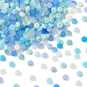 Rondellen imi jade glaskralen 6mm mixed blauw