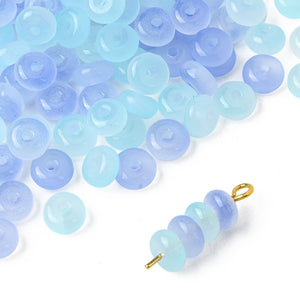 Rondellen imi jade glaskralen 6mm mixed blue