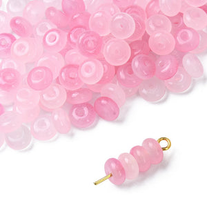 Rondellen imi jade glaskralen 6mm mixed pink