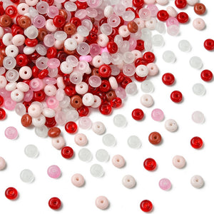 Rondellen imi jade glaskralen 6mm mixed rood