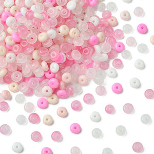 Rondellen imi jade glaskralen 6mm mixed roze