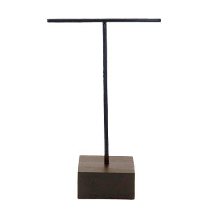 Sieraad display voor oorbellen enkel T-vorm met houten voet Black-dark brown