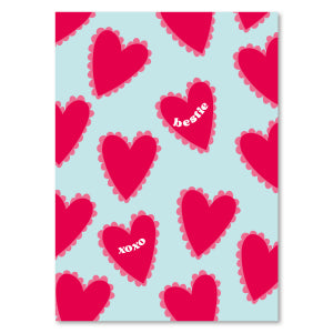 Sieraden kaartjes "bestie xoxo" Light blue-red