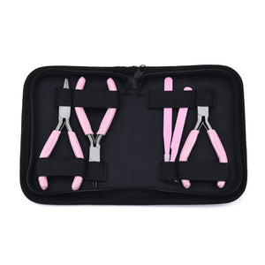 Sieraden tool tangetjes set in mapje roze
