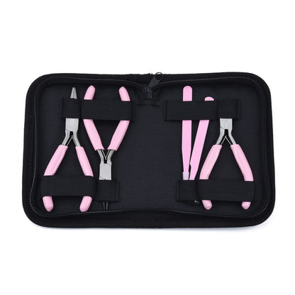 Sieraden tool tangetjes set in mapje roze