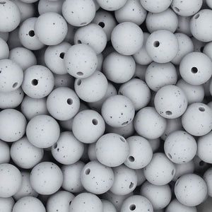 Siliconen kralen 12mm rond Lichtgrijs Spikkels