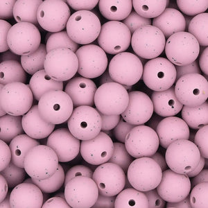 Siliconen kralen 12mm rond Oudroze Spikkels