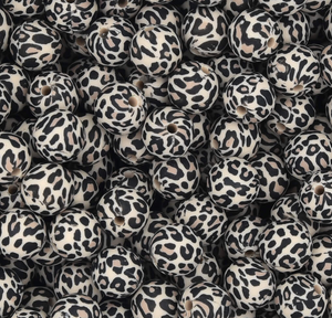 Siliconen kralen 12mm rond Panter