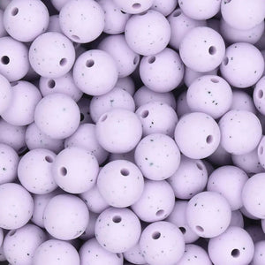Siliconen kralen 12mm rond Poederlila Spikkels