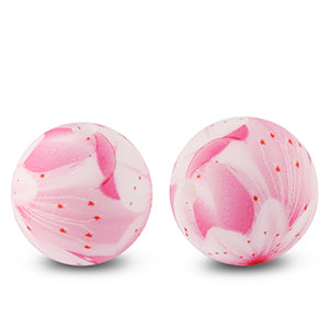 Siliconen kralen 15mm rond bloem Pink
