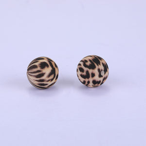 Siliconen kralen 15mm rond met panter print