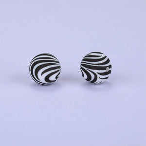 Siliconen kralen 15mm rond met zebra print