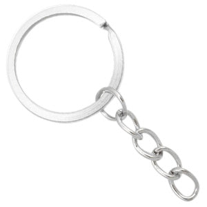 Sleutelhangers ring chain 25mm Antiek zilver