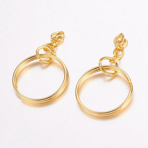 Sleutelhangers ring chain 25mm Goud