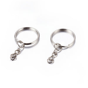 Sleutelhangers ring chain 25mm Zilver