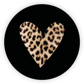 Sticker leopard heart black