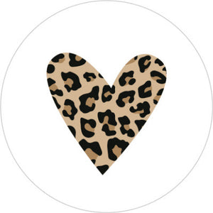Sticker leopard heart white