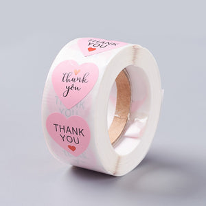 Sticker thank you hart roze rol